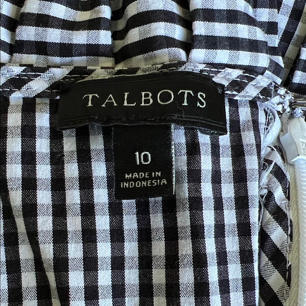 Talbots GINGHAM PLEATED-NECK SHIFT DRESS - Picture 6 of 7